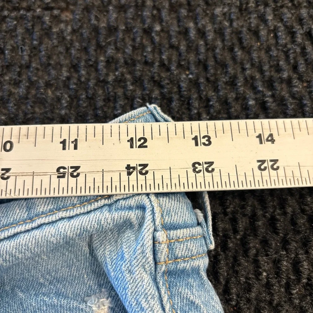 Levi's 70s High Flare Denim Jeans Light Wash Distressed Raw Hem Size‎ 26